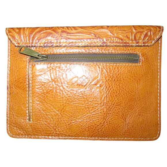 Patricia Nash Florence Vintage Tooled Leather Embossed Envelope Pouch Clutch - Picture 2 of 7